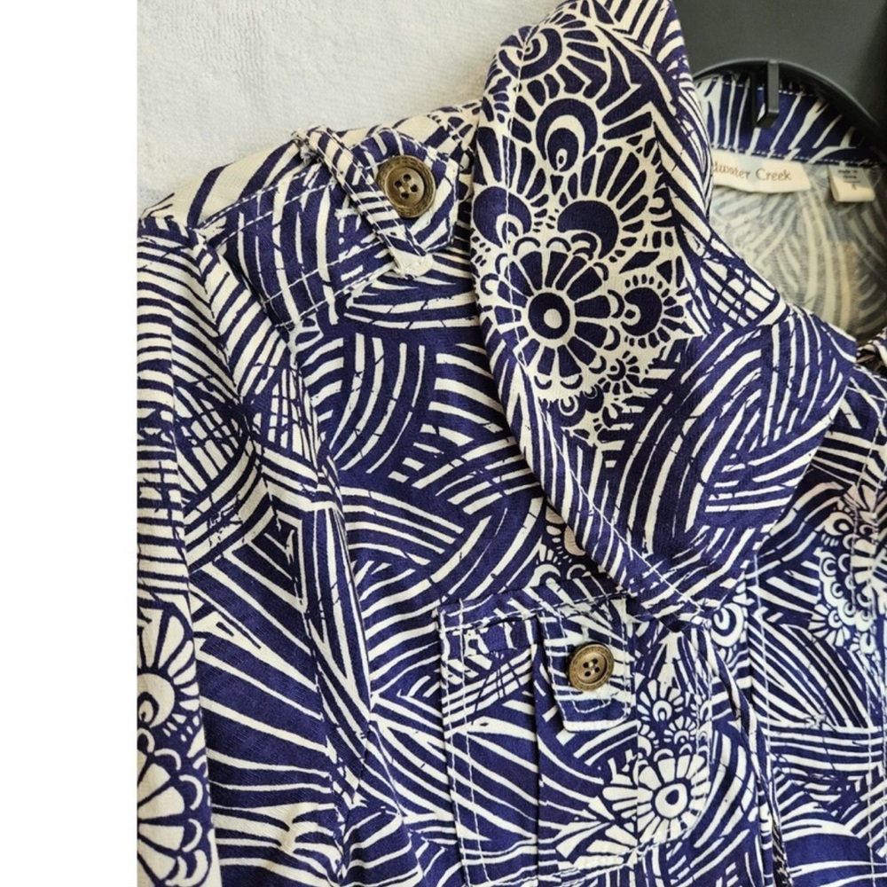 Coldwater Creek Blue Printed Floral Jean Jacket - Picture 5 of 7